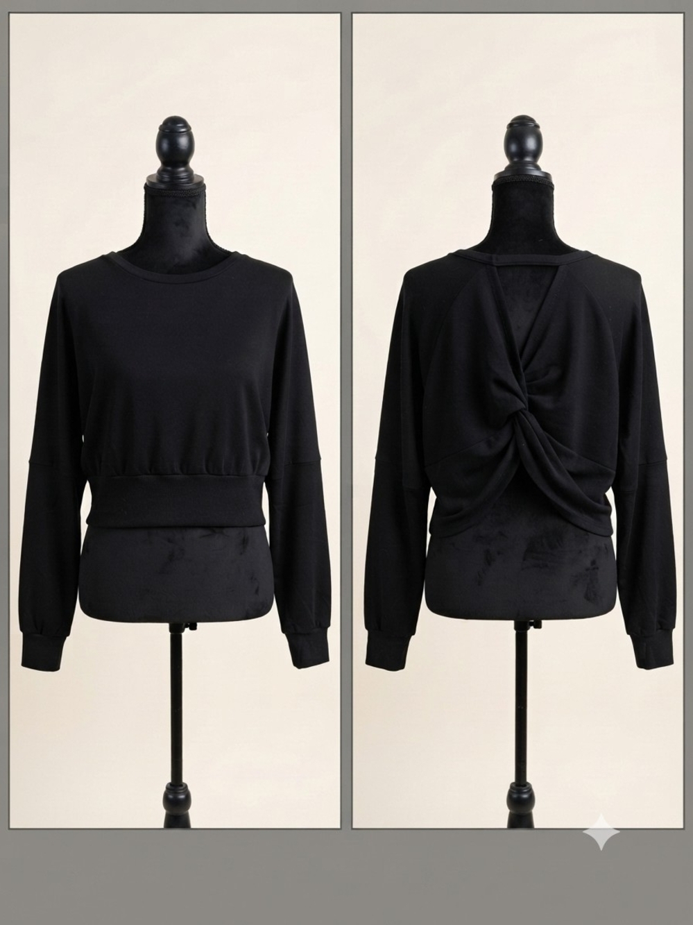 Twisted Back Black Sweatshirt - Women
